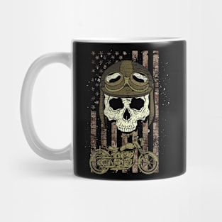 American Biking Skull Camouflage USA Flag Motorcycle Biker Mug